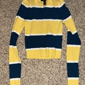 Forever 21 Yellow and Blue Striped Sweater